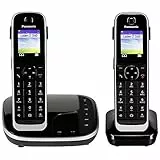 Panasonic KX-TGJ322GB Familien-Telefon mit Anrufbeantworter (schnurloses Telefon Duo, Mobilteil, strahlungsarm, Anrufschutz, DECT Basistation) schwarz