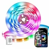 LED Strip 10m, LED Streifen Bluetooth RGB mit App-Steuerung, Led Lichtband Selbstklebend Sync mit Musik, Flexibel LED Lichterkette für Weihnachtsdeko, Küche, Party