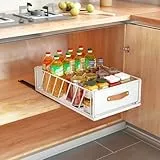 Teleskopschublade, Ausziehbare Schublade Küche (25cm B x 40.5cm T x 16cm H), Ausziehbarer Schrank Organizer, Schrank Schubladen Ausziehbar, Schrankauszug Küche, Weiß