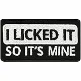 EXPRESS-STICKEREI Lustiger Patch I Licked it so It's Mine Aufnäher Spaß Sticker zum annähen/aufbügeln | Applikation Jeans Flicken Kleidung reparieren Bügelbilder für alle Stoffe | 75x40mm