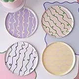 Ginger Ray Pastel Swirl Lilac Yellow Green & Pink Paper Plates Party Tableware 8 Pack