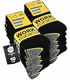 Effeet 10 Paar Arbeitssocken Herren Socken, Gepolsterte Verstärkte WORK Socken, Atmungsaktiv Funktionssocken mit Komfortbund, Lange Work Socks