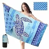 Joyoldelf Strandtuch Mikrofaser Handtuch Badetuch - 180x90 cm Strandtücher Schnelltrocknend Strandhandtuch Groß, Leichtes und Dünnes Tragbares Microfaser Handtücher Sandfrei (Meeresschildkröte)