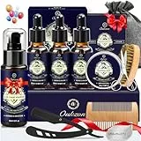 Oukzon Bartpflege Set für Männer, 10 in 1 Bartpflege Männergeschenke mit 60ML Bartshampoo, 60ML Bartöl, Bartbalsam, Bartkamm, Bartbürste, Bartschere, Rasiermesser, Geschenke für Männer Weihnachten