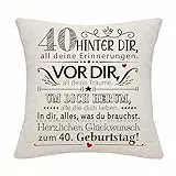Bommex 40 Jahre alt Frauen Männer Geburtstag Geschenk Hinter dir All Deine Erinnerungen inspirierende Geschenk 40. Geburtstag Geschenk Kissenbezug für Schwester Bruder Mama Papa Freunde Freund(40)