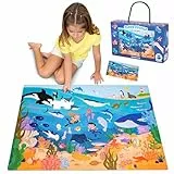 BONNYCO XXL Puzzle Kinder Meerestiere mit 48 Große Teile. Bodenpuzzle XXL 92 x 62 cm als Geschenke für Kinder. Puzzel Lernspielzeug für Jungs und Mädchen 2-8 Jahre