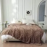 QOFLY Flauschig Fleecedecke - Braun Tagesdecke Große Wohndecke Warm Winter Weich, XXL Sofadecke Decke Couch Blanket, 200x230cm Wohn Kuscheldecken für Room Decor Sofa überwurfdecke