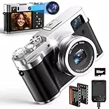 5K Digitalkamera, NEZINI 48MP Fotoapparat Digitalkamera mit Doppelobjektiv, Vlogging Kamera mit 32G Karte/Sucher/2,8 Zoll Bildschirm, Digitale Kompaktkamera Selfie Kamera für Anfänger, Jugendliche