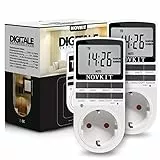 2x NOVKIT digitale Zeitschaltuhr Steckdose mit 10 konfigurierbaren wöchentlichen Programme und einbruchsicheren Zufallsfunktion für Innen (230V / 16A / 3680W)