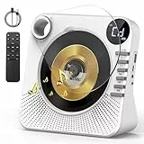 Greadio CD Player Tragbar mit Bluetooth 5.0, Kinder CD Spieler mit Lautsprecher, Fernbedienung, HiFi-Sound, Staubschutz, AUX/USB-Wiedergabe, Tragbarer cd Player für Zuhause (Weiß)