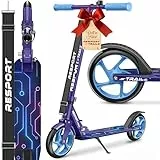 RE:SPORT® Cityroller für Kinder & Erwachsene mit Klingel & Tragegurt | Tretroller Scooter höhenverstellbar & klappbar bis 100 kg | Kinderroller Kickscooter rutschfestes Deck | Kickroller große Räder