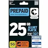 congstar Prepaid ALLNET M SIM-Karte ohne Vertrag I Prepaid-Paket in D-Netz-Qualität I 25 GB +10€ Startguthaben I Telefonie & SMS Flat in alle dt. Netze I EU-Roaming inkl.