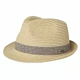 Comhats Herren Strohhut Trilby für Sommer, Sonnenschutz - Faltbarer Panama Hut, Fedora für Strand, Festival - Rollbar & Stilvoll Groß L Beige-Schwarz