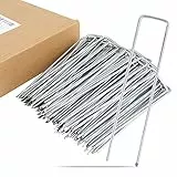 YAOBLUESEA 100 Stück Erdanker für Unkrautvlies, Anti-Rost Verzinkt Bodenanker aus Stahl, 150x30mm - Ø3mm Heringe Erdnägel Stabil für Unkrautvlies Gartenvlies, Zaun, Mulch, Kunstrasen