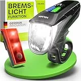 Velmia LED Fahrradlichter Set StVZO zugelassen mit USB Akku-Betrieb und 8,5h Leuchtdauer I regenfest und aufladbar Licht, Fahrrad Zubehör, vorne + rücklicht
