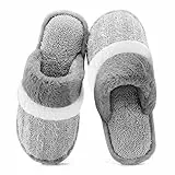 GOEWY Hausschuhe Damen Herren Winter - Flauschige Pantoffeln mit Memory Foam, Wärmende & Rutschfeste Hausschuhe für Kalte Tage Bequeme Elegantes-Slide als stylisches Geschenk(Hellgrau,40/41EU)