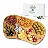 SOLTAKO La Rustica - Große rustikale Snackschale aus Olivenholz Dipschale Tapasteller Schale Holz Olivenholz Holzschale Salatschüssel Brotschale für Tapas