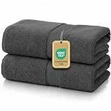 leevitex Duschtücher 2er Set 70 x 140 cm aus 100% Baumwolle, Frottee, 500 g/m², weich und saugstark, Anthrazit