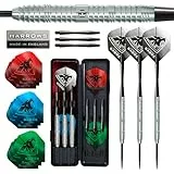 Harrows Sabre Dartpfeil-Set mit 90% Wolframstahlspitze, 21 g bis 26 g, alle Gewichte erhältlich, riesiges 16-teiliges Bündel mit Ersatzschäften, Prime Flights und Reiseetui (23 Grams)