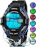 Juboos Kinder Digitaluhren, 7 Farben LED-Licht, Wasserdicht, Alarm, Stoppuhr, Outdoor Armbanduhr für Kinder 5-16 Jahre