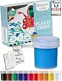 CreaTek Bastelfarben für Kinder [Perfekt für Kiga, Schule & Hobby] 12x20ml Leuchtende Malfarben 3 Jahre - 100% Sicher, Vegan, Geruchlos & Auswaschbar - Plakatfarben, Malfarben Schule
