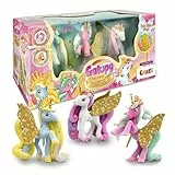 Galupy Unicorn Gold Edition - 3X Einhorn Figuren mit goldenen Flügeln & Kristall von Swarovski - Einhorn Spielzeug