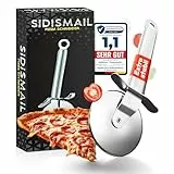 SIDISMAIL Hochwertiger Pizzaschneider aus Edelstahl - Robuster Pizzaroller mit superscharfer Klinge, inkl. Klingenschutz - Spülmaschinenfest