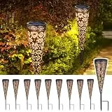 Görvitor 10 Stück Solar Gartenleuchten für Außen, Paisley Metall Solarleuchten Garten mit Erdspieß, IP65 Wetterfest Rostfrei Solarlampen für Außen Garten Balkon Terassendeko Weihnachtsdeko Frauen
