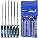 EffektWerk - Nadelfeilenset - 6-tlg für Holz, Metall, Kunststoff und Schmuck - 150x3mm - Kleine Runde, Halbrunde, Vierkant-, Dreieck-, Flach- und Spitzfeilen