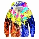 Goodstoworld 3D Pullover Kinder Wolf Druck Jungen Pulli Mädchen Hoodie Sweatshirt Kinder Bunt Kapuzenshirt Kapuzenpullover Coole Lustig Pulli 14-16 Jahre