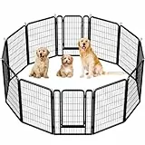 Yaheetech 12-teilig Welpenlaufstall Hundelaufstall 100cm hoch, Automatischer Verriegelung, Freigehege Welpenauslauf Faltbar für Wohnung & Garten, Schwarz