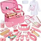 Ophy Arztkoffer Kinder Holz Spielset, 40-teiliges Doktorkoffer für Kinder ab 3, 4, 5 Jahre Medizinische Spielzeug Mit Echtem Stethoskop Rollenspiel Spielzeug Halloween Kind Deko EfficientGrip