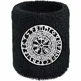 EXPRESS-STICKEREI Wikinger Armband Vegvisir Outdoor Schweißband | Wikingerkompass Wristband Geschenk Outdoor-Training | Schweiß-Armband | nordisches Symbol | nordische Runen Wegweiser