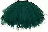Girstunm Damen Tutu Tüllrock 50er Vintage Tüllrock Petticoat Mehrfarbig Bubble Tanzkleid Rock Unterrock Tütü Kurz Ballett Dunkelgrün Medium