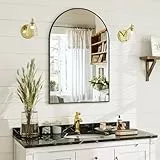 BEAUTYPEAK Bogen Wandspiegel mit Schwarz, 76x51 cm Bruchsichere Aluminiumlegierung Rahmen Badspiegel, Kann an die Wand Gelehnt oder Aufgehängt Werden, Standspiegel für Schlafzimmer, Bad und Toiletten