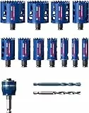 Bosch 11x EXPERT Tough Material Lochsäge Set (für Holz mit Metall, Ziegelstein, Ø 20-76 mm, Professional Zubehör Bohrmaschine/Schrauber)