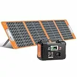FlashFish 151Wh Powerstation mit Solarpanel 100W, 200W Solargenerator mit 1x 230V Europäische Steckdose, Solar Generator mit Camping Solaranlage Komplettset,Notstromaggregat für Handys,Laptop,Drohnen