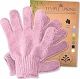 Temple Spring Peelinghandschuh, Peeling Körper Duschschwamm, Waschhandschuh Körper Sauna Zubehör, Peeling Handschuh, Duschhandschuh Badezubehör für Ingrown Hair, Luffa Handschuh - Rosa