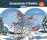 Windlicht-Adventskalender Winterzauber: Dekorativer Adventskalender zum Aufstellen mit 24 transparenten Türchen | Zum Aufstellen in winterlicher Optik, auch als Weihnachtsdeko geeignet