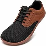JUEQIBAA Schuhe Herren Barfussschuhe Schuhe Breite Füße Hallenschuhe Weit Zehenschuhe Wide Barfuß Sneaker Sportschuhe Barfusslaufschuhe Braun EU 42