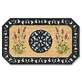 Carpido Fußmatte Beige Lavendel – Sauberlauf 45x75 cm – Türmatte Innen Bereich – Eingangsmatte für den überdachten Außenbereich – Kokosmatte mit Gummirand