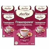 Yogi Tea - Frauenpower, Ayurvedischer Bio Gewürz- und Kräutertee, von Natur aus koffeinfrei, Angelikawurzel, Ingwer, Hibiskus, Yogi Tee 6er Pack, 6x17 Beutel (102 Teebeutel insgesamt)