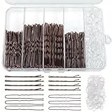 460 Teiliges Haarnadeln und Haargummis Set, 220 Bobby Pins-2 Größen und 240 Haargummis mit Aufbewahrungsbox für Frauen Mädchen Hochzeitsfrisuren (Braun)