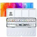 Schmincke Akademie , Aquarell Farbkasten, Grundsortiment 14 x 1/2 Näpfche + Platz für 10 weitere 1/2 Näpfchen n