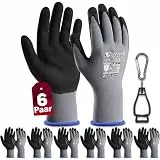 Nopaben 6 Paar Arbeitshandschuhe damen, mit Rutschfeste Nitril-Beschichtung Mechaniker Handschuhe, Montagehandschuhe mit optimaler Griffigkeit & feinem Tastgefühl, gartenhandschuhe herren, Größe 6/XS