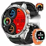 BANLVS Smartwatch Herren Militär, 1,91” AMOLED Smartwatch mit 1000mAH Akku/5 ATM Wasserdicht/LED Taschenlampe/110+ Sportmodi/SpO2/Pulsmesser/Schlaf, Uhren Herren für Android iOS, Silber