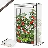 Sekey Gewächshaus Klein mit 2 Abdeckungen 150x100x50 cm, Tomatengewächshaus Foliengewächshaus Tomaten Gewächshaus Balkon, Winterfest & Montagefreundlich, inkl. extra Insektennetz für den Sommer