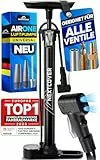 NEXTCOVER® Fahrradpumpe Alle Ventile mit [Airflow-Technologie] I Pumpe für Autoventil, Presta Ventil & Dunlopventil I Standluftpumpe Fahrrad mit Manometer I Luftpumpe Fahrrad [AirOne]