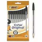 BIC Kugelschreiber Set Cristal Original, in Schwarz, Strichstärke 0,4 mm, 10er Pack, Ideal für das Büro, das Home Office oder die Schule