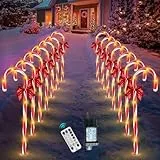HELESIN Zuckerstangen Lichterkette Weihnachtsdeko Aussen 14 Stück, 12 Modi Timer Christbaumschmuck Zuckerstangen Beleuchtet Außen mit 84 LED, Wasserdicht Weihnachtsbeleuchtung Außen fur Garten Deko